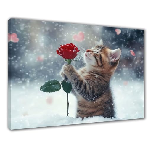 Diamond Painting Erwachsene Winter Diamond Painting XXL 30x50 cm Katze Diamant Malerei Kinder Anfänger DIY 5D Malen nach Zahlen Stickerei Bastelset Wohnzimmer Deko, Mädchen/Jungs Geschenk F1-466 von Wuleogxi