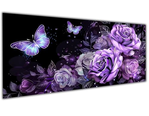 Diamond Painting Lila Blume Diamond Painting Zubehör Butterfly Diamond Painting Erwachsene Groß 80x160cm,DIY 5D Diamant Painting Bastelset Erwachsene für Deko Wohnzimmer,Geschenke Frauen/Männer-LL431 von Wuleogxi