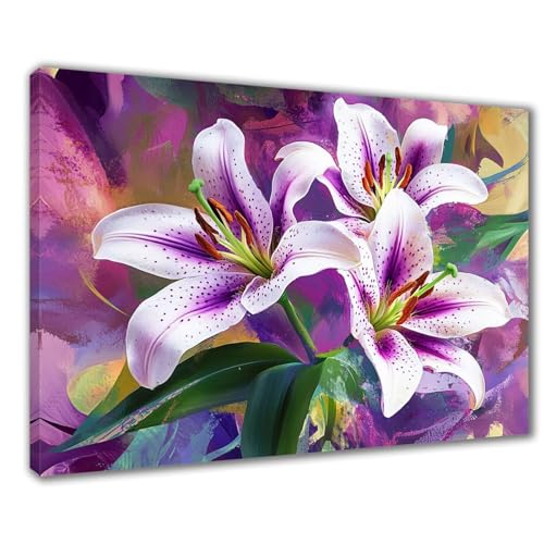 Diamond Painting Lilie Diamond Painting Erwachsene Groß XXL Lila 60x80 cm Diamant Malerei Kinder Anfänger DIY 5D Mosaikherstellung Malen nach Zahlen Stickerei Deko, Geschenk zum Muttertag F1-270 von Wuleogxi