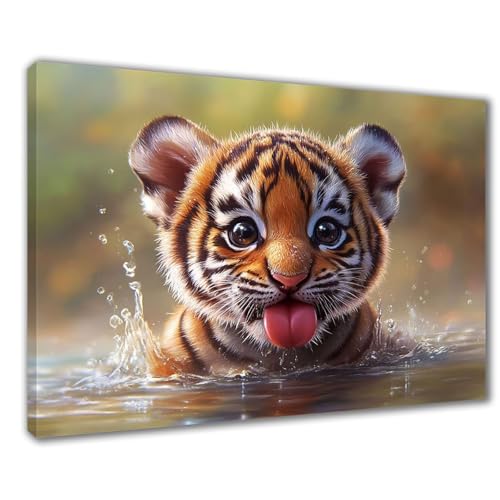 Diamond Painting Niedlich Diamond Painting Erwachsene Groß XXL Tiger 40x50 cm Diamant Malerei Kinder Anfänger DIY 5D Mosaikherstellung Malen nach Zahlen Stickerei Deko, Geschenk zum Muttertag F1-475 von Wuleogxi