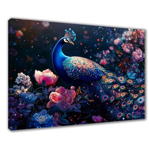 Diamond Painting Pfau Diamond Painting Erwachsene Groß XXL Blumen 90x120 cm Diamant Malerei Kinder Anfänger DIY 5D Mosaikherstellung Malen nach Zahlen Stickerei Deko, Geschenk zum Muttertag F1-131 von Wuleogxi