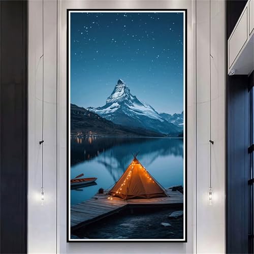 Diamond Painting XXL 100x200cm Berg, DIY Diamond Painting Erwachsene Lake Diamond Painting Kinder, 5D Vollbohrer Diamant Painting Bilder Basteln Erwachsene für Zimmer Deko, Geschenke für Frauen-LL1157 von Wuleogxi