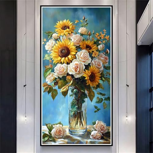 Diamond Painting XXL 100x200cm Blume,DIY Diamond Painting Erwachsene Sunflower Diamond Painting Kinder,5D Vollbohrer Diamant Painting Bilder Basteln Erwachsene für Zimmer Deko,Geschenke Frauen-LL1169 von Wuleogxi