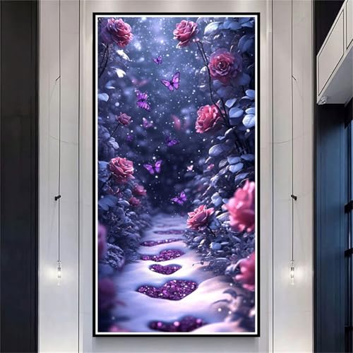 Diamond Painting XXL 100x200cm Blumen, DIY Diamond Painting Erwachsene Roses Diamond Painting Kinder, 5D Vollbohrer Diamant Painting Bilder Basteln Erwachsene für Zimmer Deko, Geschenke Frauen-LL1206 von Wuleogxi