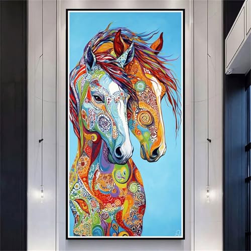 Diamond Painting XXL 100x200cm Bunt, DIY Diamond Painting Erwachsene Horse Diamond Painting Kinder, 5D Vollbohrer Diamant Painting Bilder Basteln Erwachsene für Zimmer Deko, Geschenke Frauen-LL1148 von Wuleogxi