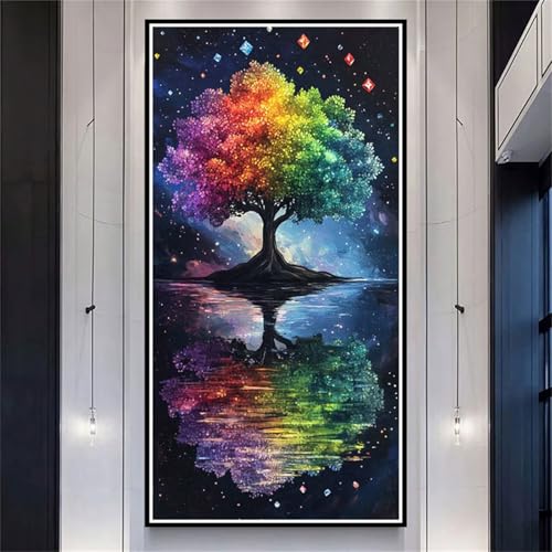 Diamond Painting XXL 100x200cm Landschaft,DIY Diamond Painting Erwachsene Tree Diamond Painting Kinder,5D Vollbohrer Diamant Painting Bilder Basteln Erwachsene für Zimmer Deko,Geschenke Frauen-LL1146 von Wuleogxi