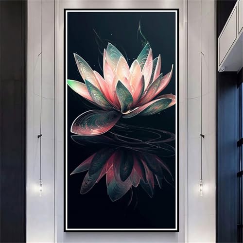 Diamond Painting XXL 100x200cm Lotus, DIY Diamond Painting Erwachsene Pink Diamond Painting Kinder, 5D Vollbohrer Diamant Painting Bilder Basteln Erwachsene für Zimmer Deko, Geschenke Frauen-LL1142 von Wuleogxi