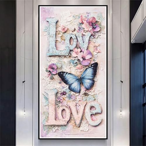 Diamond Painting XXL 100x200cm Schmetterling,DIY Diamond Painting Erwachsene Flowers Diamond Painting Kinder,Vollbohrer Diamant Painting Bilder Basteln Erwachsene für Zimmer Deko Geschenke-LL1175 von Wuleogxi