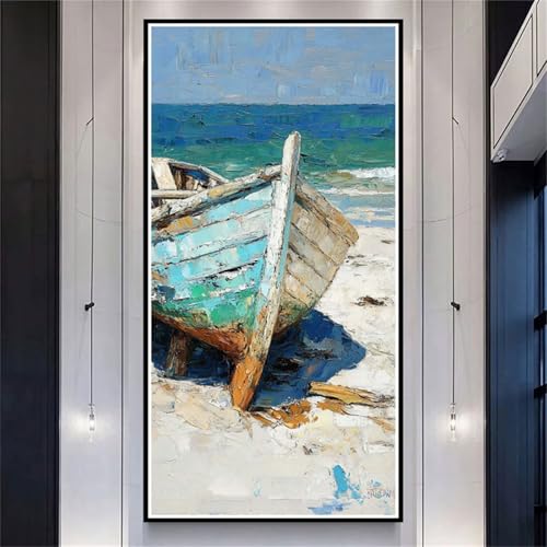 Diamond Painting XXL 100x200cm Strand, DIY Diamond Painting Erwachsene Boat Diamond Painting Kinder, 5D Vollbohrer Diamant Painting Bilder Basteln Erwachsene für Zimmer Deko, Geschenke Frauen-LL1168 von Wuleogxi