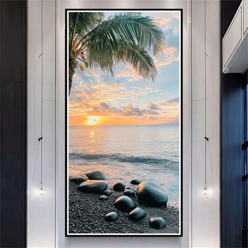 Diamond Painting XXL 100x200cm Strand, DIY Diamond Painting Erwachsene Sunset Diamond Painting Kinder, 5D Vollbohrer Diamant Painting Bilder Basteln Erwachsene für Zimmer Deko, Geschenke Frauen-LL1147 von Wuleogxi