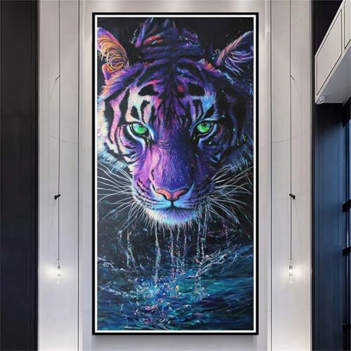 Diamond Painting XXL 100x200cm Tiger, DIY Diamond Painting Erwachsene Ocean Diamond Painting Kinder, 5D Vollbohrer Diamant Painting Bilder Basteln Erwachsene für Zimmer Deko, Geschenke Frauen-LL1161 von Wuleogxi