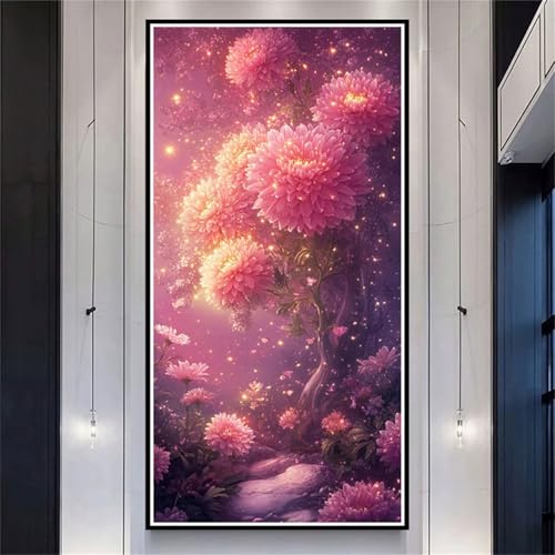 Diamond Painting XXL 100x200cm Traum,DIY Diamond Painting Erwachsene Pink Flower Diamond Painting Kinder,Vollbohrer Diamant Painting Bilder Basteln Erwachsene für Zimmer Deko,Geschenke Frauen-LL1171 von Wuleogxi