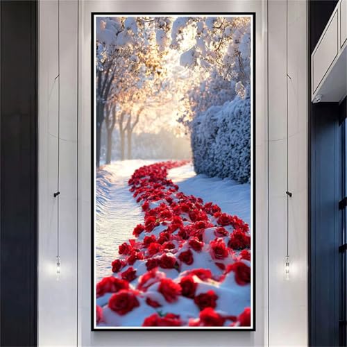 Diamond Painting XXL 100x200cm Winter,DIY Diamond Painting Erwachsene Flowers Diamond Painting Kinder,5D Vollbohrer Diamant Painting Bilder Basteln Erwachsene für Zimmer Deko,Geschenke Frauen-LL1167 von Wuleogxi