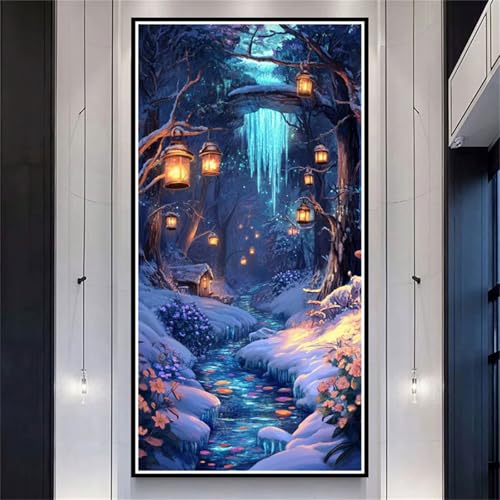 Diamond Painting XXL 100x200cm Winter,DIY Diamond Painting Erwachsene Landscape Diamond Painting Kinder,5D Vollbohrer Diamant Painting Bilder Basteln Erwachsene für Zimmer Deko,Geschenke Frauen-LL1222 von Wuleogxi