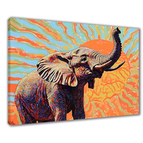 Elefant Diamond Painting Erwachsene XXL 40x50 cm Diamond Painting Abstrakt, DIY 5D Kinder Diamant Bilder Eckige Steine Voll Zubehör Stickerei Kreuzstich Bastelset für Zimmer Deko Geschenke F1-252 von Wuleogxi