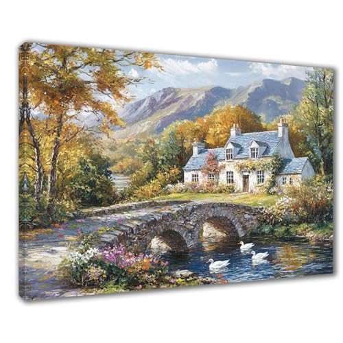 Herbst Diamond Painting Erwachsene XXL 80x100 cm Diamond Painting Ländlich, DIY 5D Kinder Diamant Bilder Eckige Steine Voll Zubehör Stickerei Kreuzstich Bastelset für Zimmer Deko Geschenke F1-266 von Wuleogxi