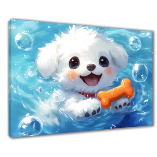 Hund Diamond Painting Erwachsene XXL 80x100 cm Diamond Painting Niedlich, DIY 5D Kinder Diamant Bilder Eckige Steine Voll Zubehör Stickerei Kreuzstich Bastelset für Zimmer Deko Geschenke F1-503 von Wuleogxi