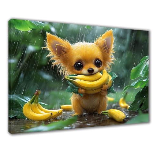 Hund Diamond Painting Erwachsene XXL 80x120 cm Diamond Painting Banane, DIY 5D Kinder Diamant Bilder Eckige Steine Voll Zubehör Stickerei Kreuzstich Bastelset für Zimmer Deko, Geschenke Frauen F1-507 von Wuleogxi