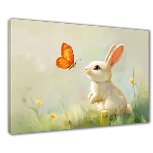 Kaninchen Diamond Painting Erwachsene XXL 50x70 cm Diamond Painting Schmetterling, DIY Kinder Diamant Bilder Eckige Steine Voll Zubehör Stickerei Kreuzstich Bastelset für Zimmer Deko Geschenke F1-487 von Wuleogxi