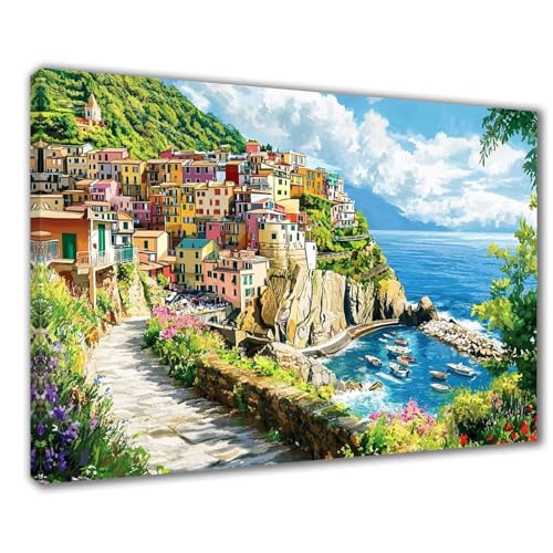 Landschaft Diamond Painting Erwachsene XXL 40x50 cm Diamond Painting Am Meer, DIY 5D Kinder Diamant Bilder Eckige Steine Voll Zubehör Stickerei Kreuzstich Bastelset für Zimmer Deko Geschenke F1-264 von Wuleogxi