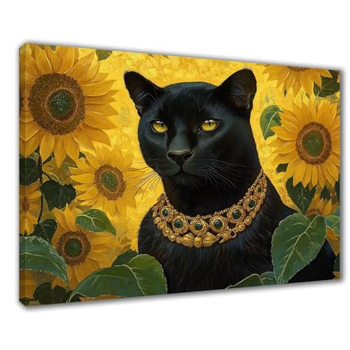 Leopard Diamond Painting Erwachsene XXL 50x70 cm Diamond Painting Sonnenblume, DIY 5D Kinder Diamant Bilder Eckige Steine Voll Zubehör Stickerei Kreuzstich Bastelset für Zimmer Deko Geschenke F1-415 von Wuleogxi