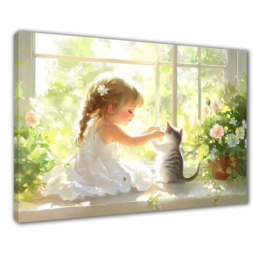 Mädchen Diamond Painting Erwachsene XXL 60x80 cm Diamond Painting Katze, DIY 5D Kinder Diamant Bilder Eckige Steine Voll Zubehör Stickerei Kreuzstich Bastelset für Zimmer Deko, Geschenke Frauen F1-212 von Wuleogxi