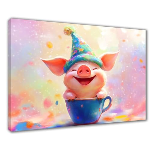 Niedlich Diamond Painting Erwachsene XXL 80x120 cm Diamond Painting Schwein, DIY 5D Kinder Diamant Bilder Eckige Steine Voll Zubehör Stickerei Kreuzstich Bastelset für Zimmer Deko Geschenke F1-474 von Wuleogxi