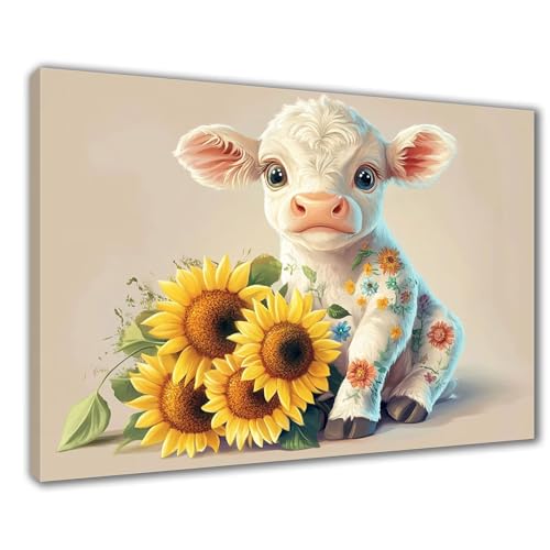 Ochse Diamond Painting Erwachsene XXL 50x70 cm Diamond Painting Sonnenblume, DIY 5D Kinder Diamant Bilder Eckige Steine Voll Zubehör Stickerei Kreuzstich Bastelset für Zimmer Deko Geschenke F1-442 von Wuleogxi