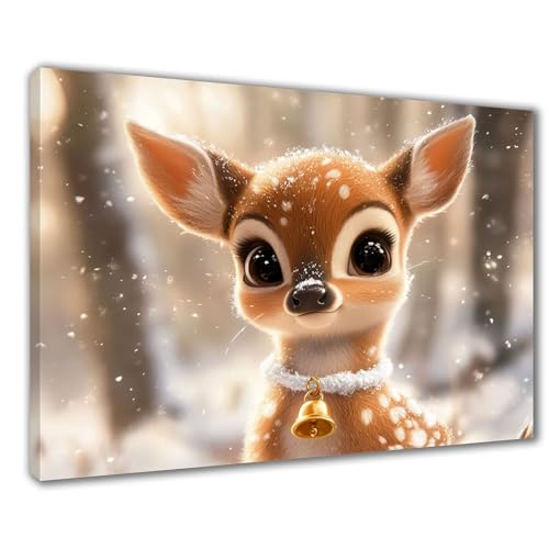 Reh Diamond Painting Erwachsene XXL 80x120 cm Diamond Painting Winter, DIY 5D Kinder Diamant Bilder Eckige Steine Voll Zubehör Stickerei Kreuzstich Bastelset für Zimmer Deko, Geschenke Frauen F1-444 von Wuleogxi