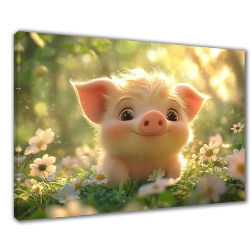 Schwein Diamond Painting Erwachsene XXL 70x90 cm Diamond Painting Blumen, DIY 5D Kinder Diamant Bilder Eckige Steine Voll Zubehör Stickerei Kreuzstich Bastelset für Zimmer Deko Geschenke F1-448 von Wuleogxi