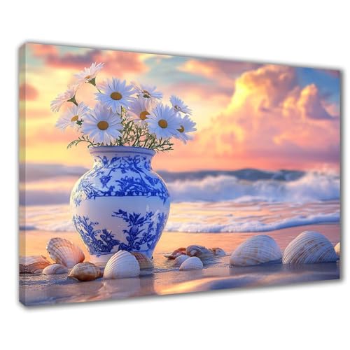 Strand Diamond Painting Erwachsene XXL 40x50 cm Diamond Painting Gänseblümchen, DIY 5D Kinder Diamant Bilder Eckige Steine Voll Zubehör Stickerei Kreuzstich Bastelset für Zimmer Deko Geschenke F1-417 von Wuleogxi