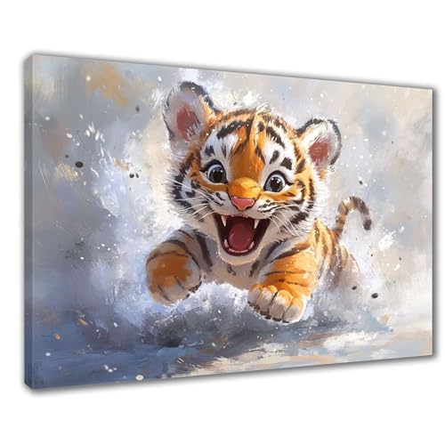 Tiger Diamond Painting Erwachsene XXL 30x50 cm Diamond Painting Niedlich, DIY 5D Kinder Diamant Bilder Eckige Steine Voll Zubehör Stickerei Kreuzstich Bastelset für Zimmer Deko Geschenke F1-452 von Wuleogxi