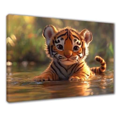 Tiger Diamond Painting Erwachsene XXL 60x80 cm Diamond Painting Landschaft, DIY 5D Kinder Diamant Bilder Eckige Steine Voll Zubehör Stickerei Kreuzstich Bastelset für Zimmer Deko Geschenke F1-494 von Wuleogxi