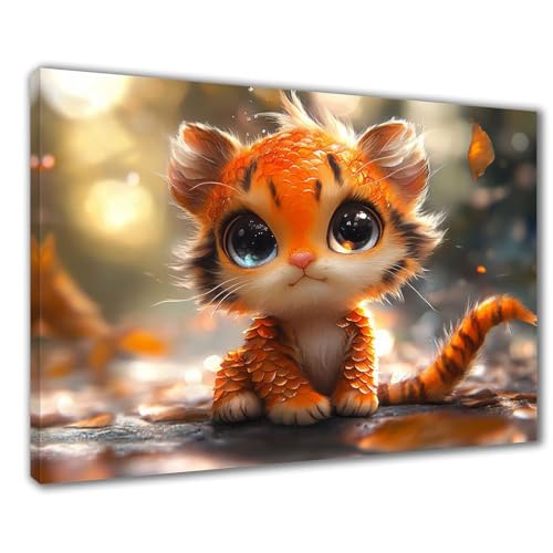 Tiger Diamond Painting Erwachsene XXL 60x90 cm Diamond Painting Niedlich, DIY 5D Kinder Diamant Bilder Eckige Steine Voll Zubehör Stickerei Kreuzstich Bastelset für Zimmer Deko Geschenke F1-450 von Wuleogxi