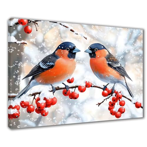 Winter Diamond Painting Erwachsene XXL 30x50 cm Diamond Painting Vogel, DIY 5D Kinder Diamant Bilder Eckige Steine Voll Zubehör Stickerei Kreuzstich Bastelset für Zimmer Deko, Geschenke Frauen F1-218 von Wuleogxi