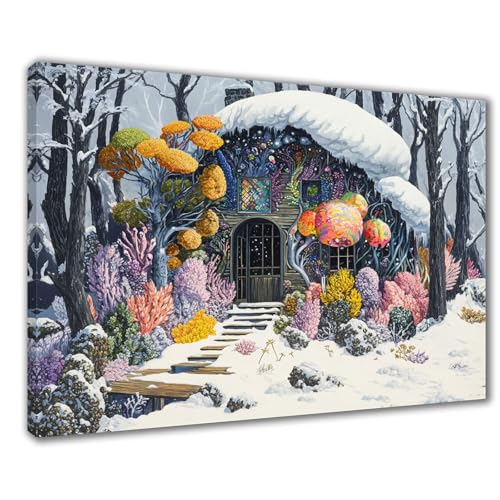 Winter Diamond Painting Erwachsene XXL 40x50 cm Diamond Painting Landschaft, DIY 5D Kinder Diamant Bilder Eckige Steine Voll Zubehör Stickerei Kreuzstich Bastelset für Zimmer Deko Geschenke F1-240 von Wuleogxi