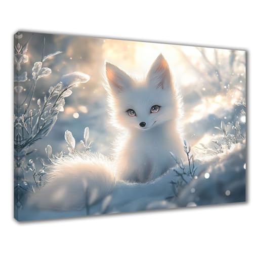 Winter Diamond Painting Erwachsene XXL 60x80 cm Diamond Painting Fuchs, DIY 5D Kinder Diamant Bilder Eckige Steine Voll Zubehör Stickerei Kreuzstich Bastelset für Zimmer Deko, Geschenke Frauen F1-500 von Wuleogxi