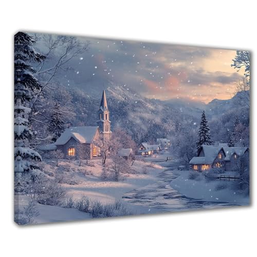 Winter Diamond Painting Erwachsene XXL 60x90 cm Diamond Painting Landschaft, DIY 5D Kinder Diamant Bilder Eckige Steine Voll Zubehör Stickerei Kreuzstich Bastelset für Zimmer Deko Geschenke F1-228 von Wuleogxi