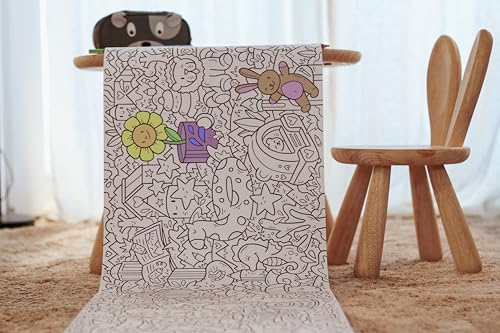 WunderRoll - 3m Premium-Matt Zeichenpapierrolle zum Ausmalen | Doodle Art by Fra! | 100+ einzigartige Motive (Natur,Tiere,Spiele) | Made in Italy von WunderRoll