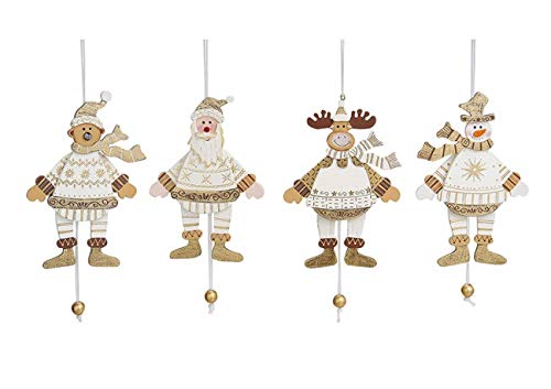 Wurm Set 4 Weihnacht Hampelmann Figuren hell Creme 14 cm Holz verschieden sortierte Lieferung von Wurm