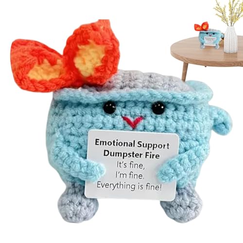 Wusideday Emotional Support Dumpster Fire | Handmade Emotional Support Crochet Knitting Toy | Winziges Dumpster Fire Häkelspielzeug Zur Emotionalen Unterstützung | Cartoon Strickpuppe Häkelspielzeug von Wusideday