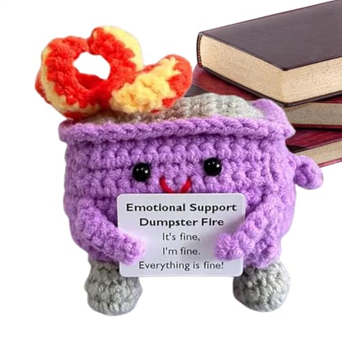 Wusideday Emotional Support Dumpster Fire | Handmade Emotional Support Crochet Knitting Toy | Winziges Dumpster Fire Häkelspielzeug Zur Emotionalen Unterstützung | Cartoon Strickpuppe Häkelspielzeug von Wusideday