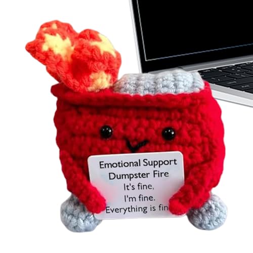 Wusideday Emotional Support Dumpster Fire | Handmade Emotional Support Crochet Knitting Toy | Winziges Dumpster Fire Häkelspielzeug Zur Emotionalen Unterstützung | Cartoon Strickpuppe Häkelspielzeug von Wusideday