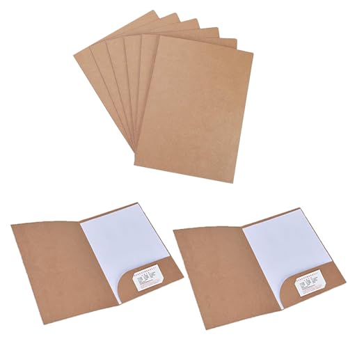 Präsentationsmappe a4 aus 350g/m² Kraftpapier Dokumentenmappe a4 Mappe mit Taschen Papier Urkundenmappe Sammelmappe fur Buro Konferenz Business, 310 x 220mm (6, Braun) von Wuuooei