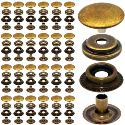 100 Stück 15 mm Edelstahl-Verschluss Druckknöpfe Kappe Knopf Marine Boot Leinwand Linie - 4 Komponenten, 25 Stück pro Stück (Bronze) von Wuyangcun