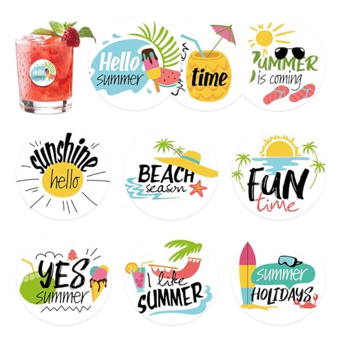 Wuyooprt Pool Beach Adhesive Stickers, Hawaiian Cartoon Labels Decor, Clear Printing Holiday Decor for Cups, Mobile Phones, Laptop, Water Bottles von Wuyooprt