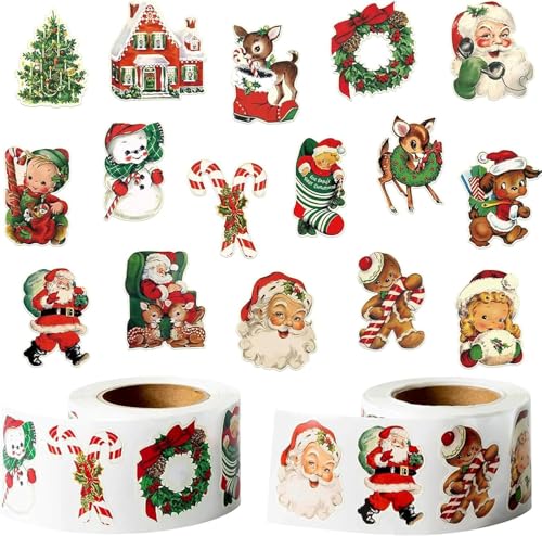 1000 Stück Aufkleber Weihnachten, Weihnachtssticker Weihnachtsaufkleber, Weihnachtsaufkleber Selbstklebend Weihnachtssticker Selbstklebend, Sticker Weihnachten Etiketten von Wvu & Wvo