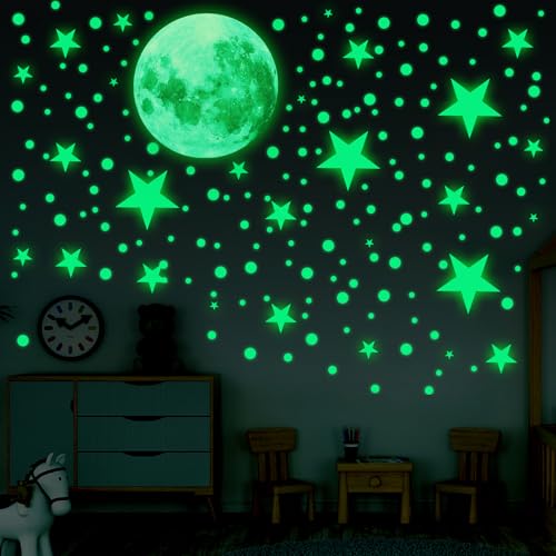 435 Stück Leuchtsterne Kinderzimmer Selbstklebend, Sterne Selbstklebende Wandaufkleber, Mond und Sterne, Fluoreszierende Wandaufkleber für Sternenhimmel, Dekorative Aufkleber von Wvu & Wvo