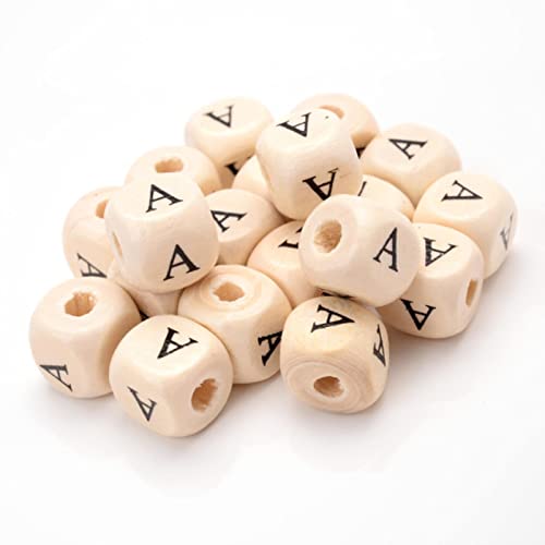 20 Stücke 10mm Natürliche Holzbuchstabenperlen Gemischte Alphabet Quadratische Würfel Holzperlen Für Die Schmuckherstellung Handgemachte DIY Armband Halskette-A von Wxbc