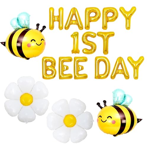 Geburtstagsdeko 1 Jahr Deko 1. Geburtstag Luftballons 1. Geburtstag 1. Geburtstag Deko Geburtstagsdeko 1 Jahr Junge Inklusive 2 Bienenförmiger 2 Blumenförmiger und 1 HAPPY 1st Bee Day Ballon von Wxgoqrcn